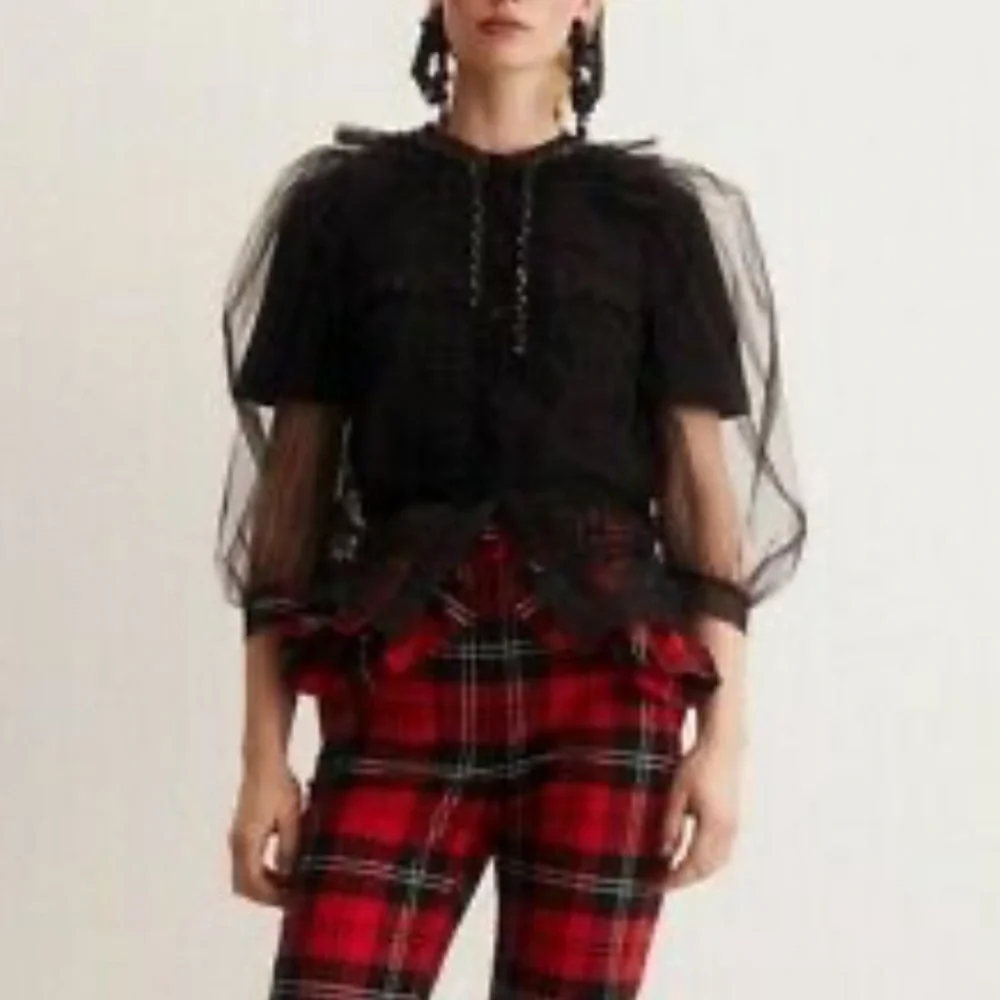 Simone Rocha x H&M Puff Sleeved Black Tulle Blouse - Picture 14 of 16